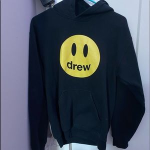 drew house  hoodie black hoodie with yellow smiley face:)